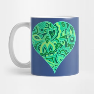 Psychedelic Heart in Shades of Green Mug